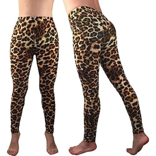 Leopard Print Leggings Women Stretch Yoga Pants Leggings Fitness Running Gym Sports Leopard Pants Athletic Exercise Slim Tights