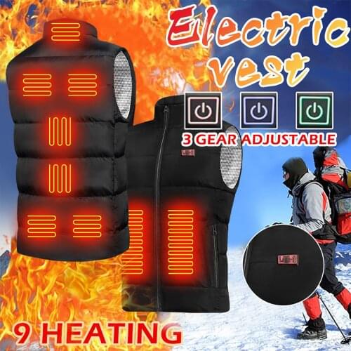 Heated Vest Chaleco Calefactable Mujer Outdoor Warm Clothes Riding Skiing Fishing USB Charging Via 9 Dual Control Heated Coat q5