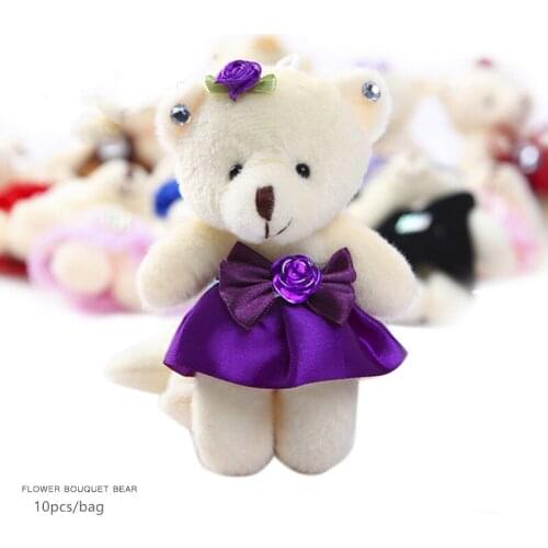 10pcs/lot 12cm Teddy Bear Toys Plush Dolls Mini Teddy Bear for Flower Bouquet Decoration