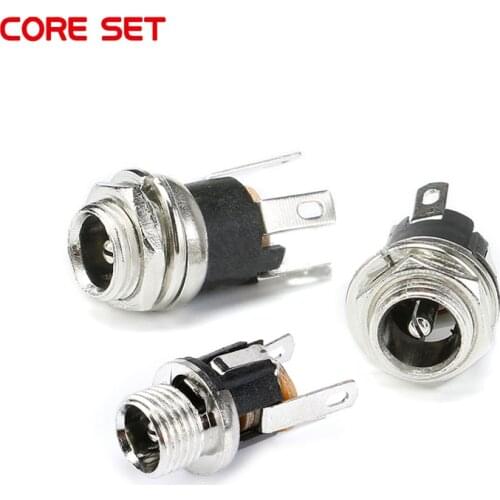 10PCS/Lot DC-053A DC Plug 5.5-2.1 DC Socket Female 5.5mm*2.1mm With Nut High Quality