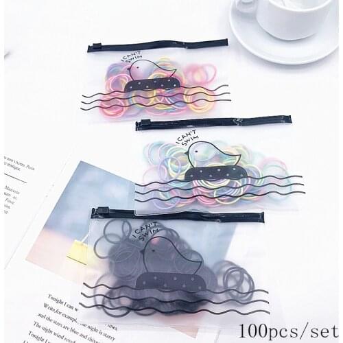 100pcs/set Elastic Rubber band ropes Hair ties for Children girls Headwear Hairbands Scrunchies Ponytail Holder hair accessories