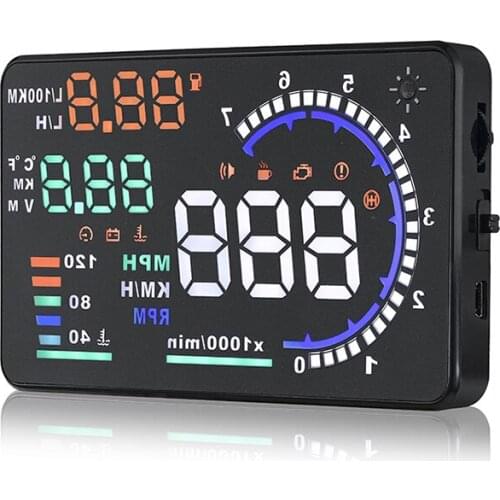 A8 5.5 Inch Multi-color OBD2 HUD Head-Up Display Car Trucks Cigarette Lighter Charger