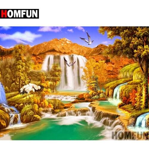 HOMFUN Full Square/Round Drill 5D DIY Diamond Painting "Waterfall scenery" Embroidery Cross Stitch 3D Home Decor Gift A11177