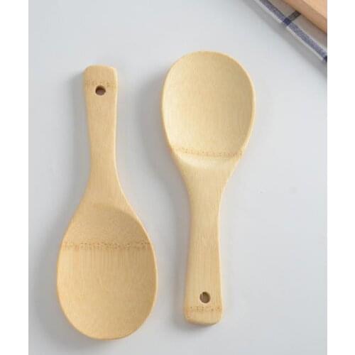 Bamboo Rice Spoon Spatula Portable Wooden Cooking Mixing Shovel Non-Stick Soup Spoon Eco-Friendly Square Shovels Kitchen SN1160