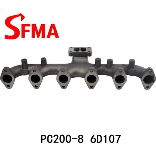 Free shipping for Excavator fittings Komatsu PC200-8 6D107 Exhaust Branch Engine Cast steel digger parts