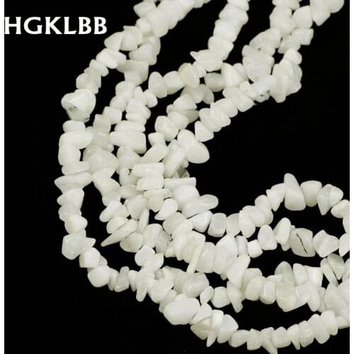 HGKLBB Natural White marble Irregular Gravel stone beads 84cm Chips Bead For Jewelry Making bracelet Necklace diy accessories