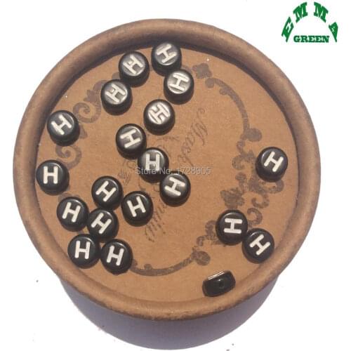 Letter Beads for Kids Accessories Diy 100pcs 4*7mm Round Beads Acrylic Beads Spacer Beads Separate Alphabet beads black Beads