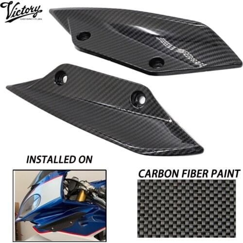 For BMW S1000RR 2015 2016 2017 2018 Gloss black Carton Fiber Front Side Planel Fairing Wing ABS Aerodynamic Winglets Fairing