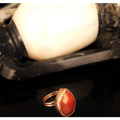 Dr Stone Natural Stone Women 'S Agate Stone Rose Gold Plated Ring KRB399