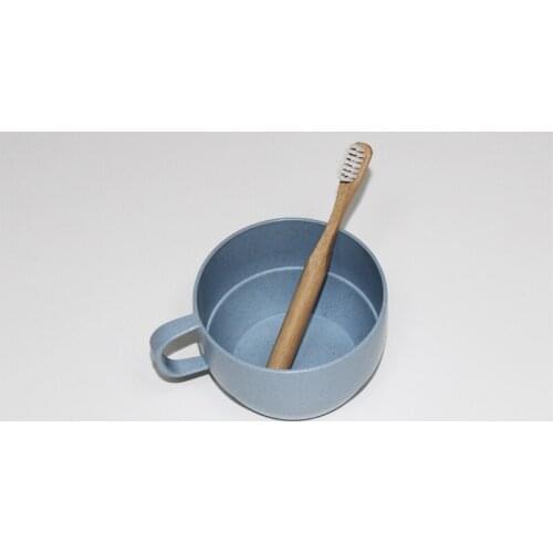 Eco-Friendly Bathroom Accessories Set Include Kid Tooth Brush Holder Wheat Straw Readily Drinking Cup And Bamboo Toothbrush