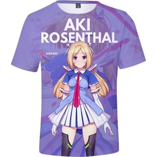 HOLOLIVE VTuber Aki Rosenthal 3D Printed Spring Summer Preppy Men/Women Street Clothes T-shirt Streetwear Kawaii style