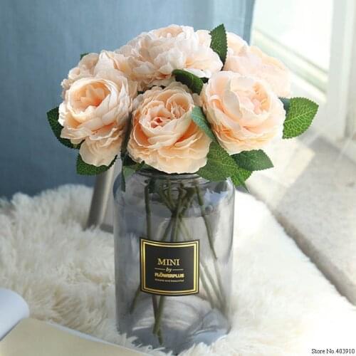 1PCS Peony Flower Artificial Flowers fashion European Peony Fake Wedding Bride Bouquet indoor Home Party Decoration