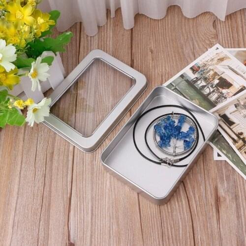 Delicate Window Top Metal Tin Can Box Silver Blank Storage Case Crafts Survival Kit Clear Coin Candy Key Organization