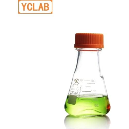 YCLAB 250mL Erlenmeyer Flask Screw Mouth with Cap Lid Borosilicate 3.3 Glass Conical Triangle Laboratory Chemistry Equipment