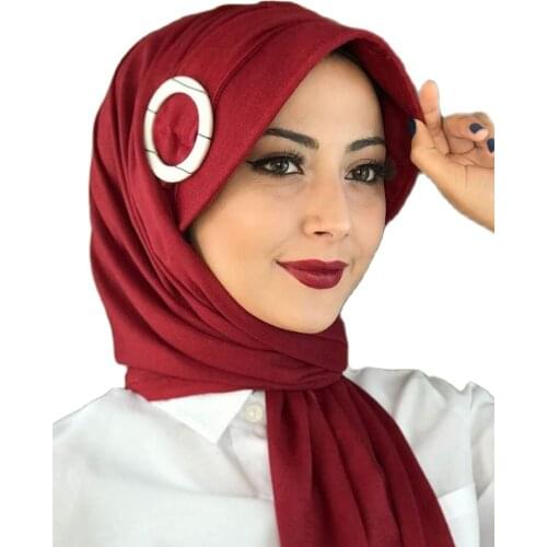 Islamic Fashion Muslim Hijab Hijab Trend Hijab Scarf Bonnet Hat Ready Shawl Koton Burgundy Hijab Hat