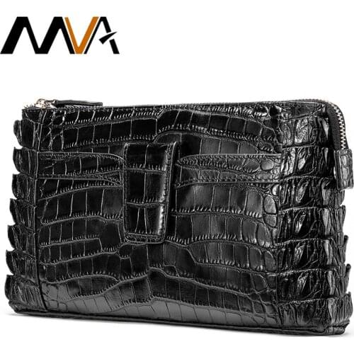 MVA Male Clutch Wallets Long Genuine Leather Wallet Zipper Fashion Men Clutch Bags Alligator Wallet For Men Multifunction 9899