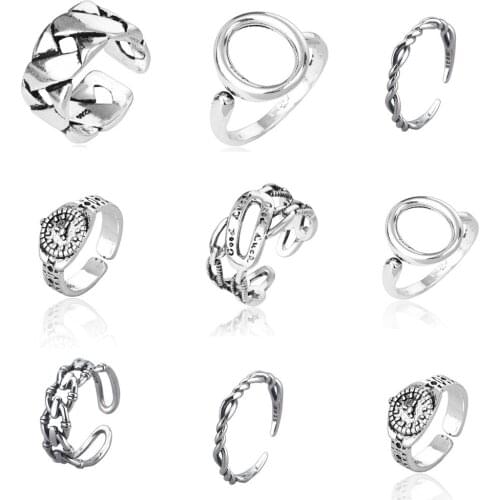 Unusual Punk Rings for women men Geometric Twist Minimalist Jewelry small fashion silver color mens ring Wedding Accessiory