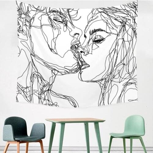 New Abstract Couple Kiss Background Cloth Fashion Home Atmosphere Decoration Products Nordic Style Living Room Bedroom Tapestry