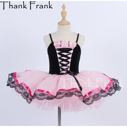 New Girls Lace Ballet Dress Child Classical Camisole Tutu Dresses Kids Adult Pink Flowers Ballerina Costume Rave Dance Wear C751