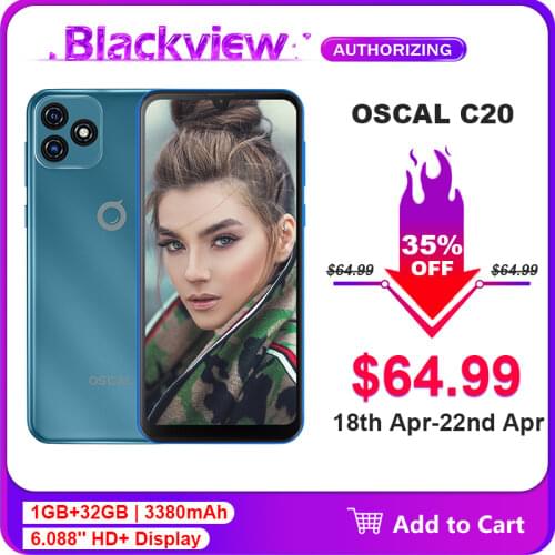 OSCAL C20 6.088'' HD+ 1GB+32GB Android 11 Smartphone Quad Core 3380mAh 5MP Rear Camera Mobile Phone