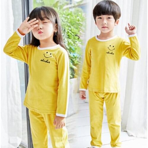 Autumn Loungewear Boys Pyjamas Set 2020 Spring Childrens Pajamas Long Sleeve Kids Homewear Suit Soild Cotton Full Girls Pijama