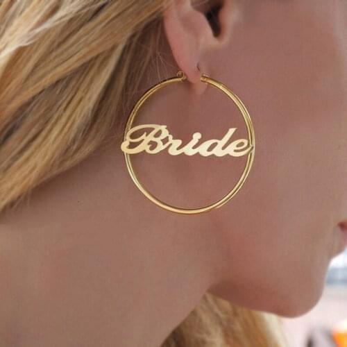 Personalized Name Hoop Earrings For Women Kpop Jewelry Stainless Steel Custom Earrings Aretes De Acero Inoxidable Para Mujer