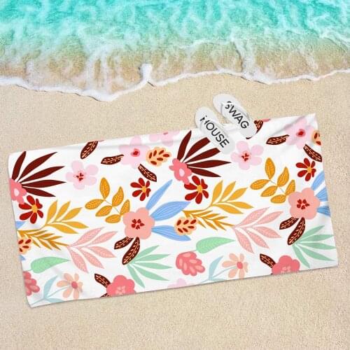 Floral Plant Beach Towel Sand Free Quick Dry Large Beach Towels Swimming Fitness Yoga Bath Towels for Woman Bath and Sauna