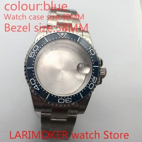 Suitable for NH35 NH36 Miyota 8215 40mm sapphire glass 904L stainless steel case sealed bottom cover, rotatable bezel drak blue