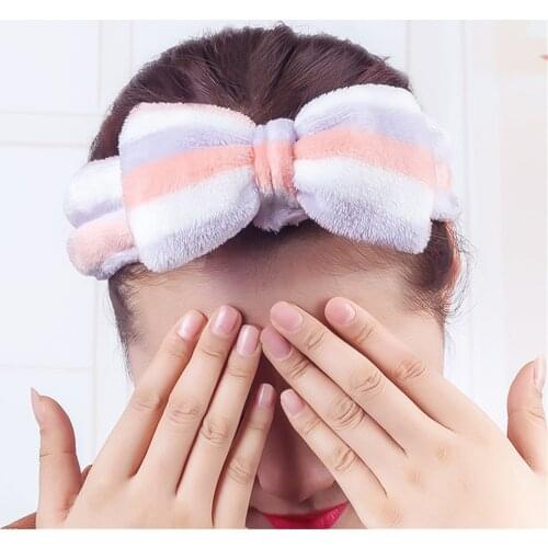 Coral Fleece Hairbow Cross Headband For Wash Face Makeup Lady Cosmetic Hairband Elastic Soft Turban Hair Accessories