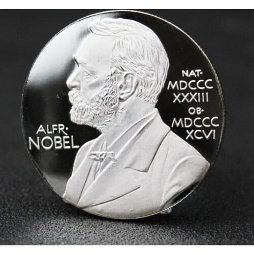 Sample order,1pcs/lot,The Nobel Prize in Physiology or Medicine Silver Plated Coin Nobel Head Portrait Coin