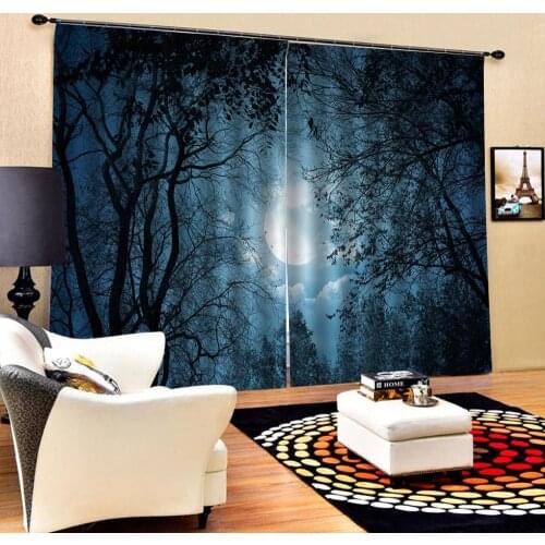 Sky 3D Curtain Luxury Blackout Window Curtain Living Room night moon curtains forest curtains blackout curtains