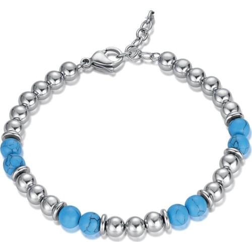 Runda New Arrival Stainless Steel Strand Bracelet for Mens and Womens Stone Jewelry