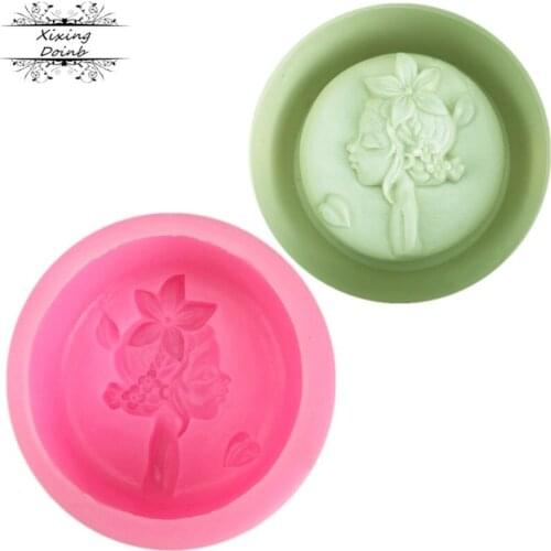 DIY cute girl side face shape silica gel mold chocolate fudge cake decoration tool polymer clay resin soap mold