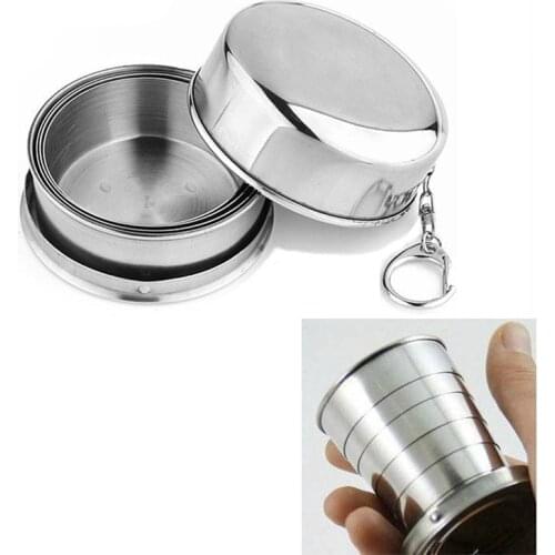 Folding Cup Coffee Wine Cups Stainless Steel Tumbler Outdoor Camping Trip Travel Retractable Foldable Mouthwash Cup