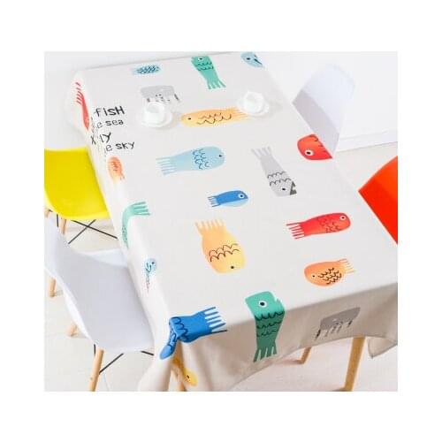 Modern Japan style coffee table cloth linen tablecloths cover towels thick rectangular antependium decoration cartoon fish