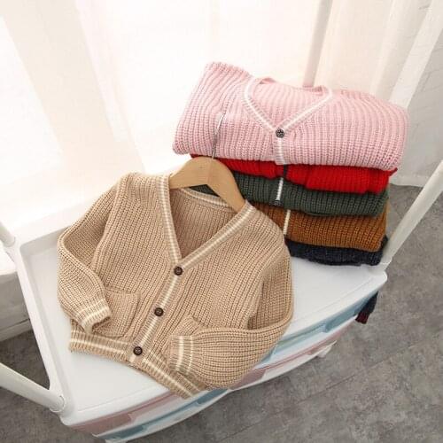 2021 Spring and Autumn Sweater Cardigan Baby Clothes New Childrens Long-sleeved Sweaters Toddler Boys Knitted Tops Cardigan Top