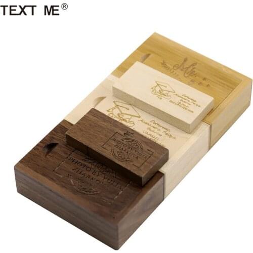 TEXT ME Custom Logo Wooden U Disk 32GB 64GB USB Flash Drive 4GB 8GB 16GB USB 2.0 Photography Gift
