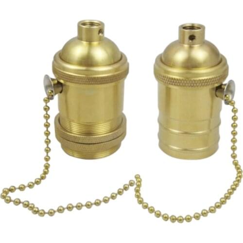 4pcs Vintage E27 Lamp Holder Brass E27 Zipper Screw Socket Edison Lampholder Base For Pendant Light