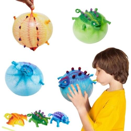 Funny toy Kids Toy Children Blowing Animals Toys Dinosaur Anxiety Stress Relief Inflatable Balloon Squeeze Ball 6T