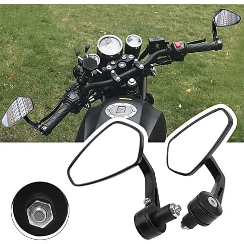 1 Pair 22mm Motorcycle Rear View Mirrors Black Handle Bar End Side Rearview Mirrors espejos retrovisores para moto mirror moto