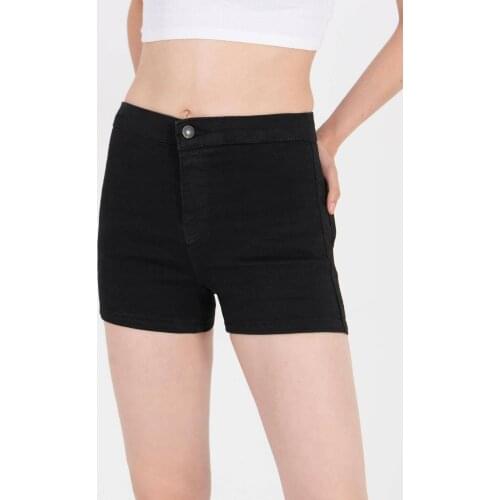 Addax Women Black High Waist shorts, shorts, New season,fashion, style, Frequency, casual,jean,cotton
