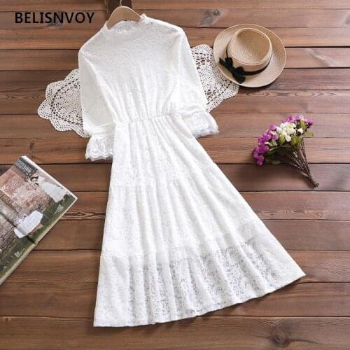 Spring 2021 Women Fashion Women Elegant Dress Vintage Lace Mesh Female Long Maxi Dress Casual Lady Party Dress Vestidos