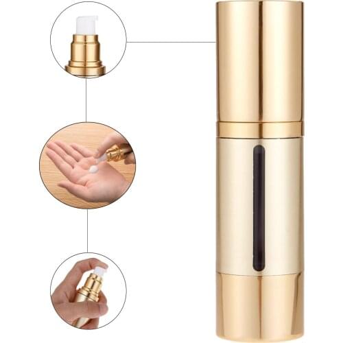 1pc 30mL Empty Airless Pump Bottles Mini Portable Vacuum Cosmetic Lotion Treatment Travel Skincare Empty Portable Bottle Gold