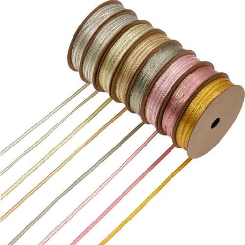 20meters/roll Gold Edged Nylon Double-sided Ribbon diy Flower Gift Wrapping Ribbons Children Braids Strapping Headwear Material