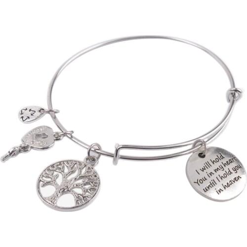 5PCS Expandable Wire Bangle I will hold you in my heart Charm Bracelet bangle #92079