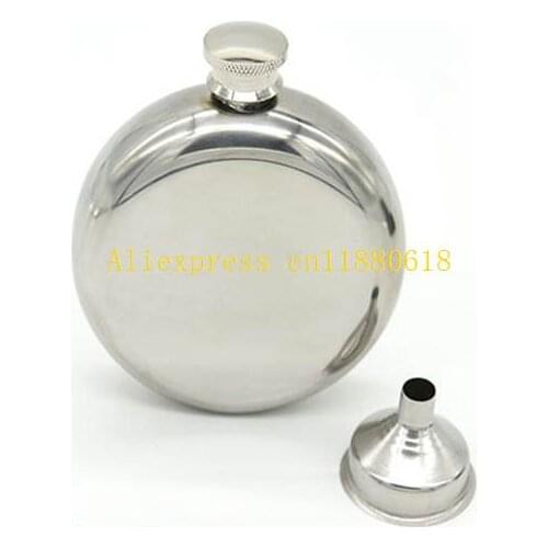 50pcs/lot Free Shipping Wholesale 5 oz Round Stainless Steel Portable Hip Flask 5 Ounce