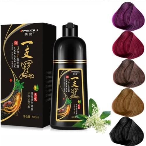 500ml Organic Natural Fast Hair Dye Only 5 Minutes Noni Plant Black Hair Color Dye Shampoo For Cover Gray White Hair Deep Coffee