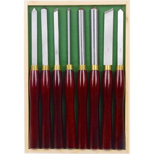 8pcs/set HSS Lathe Chisel Set Turning Knife Wood Turning Lathe Tools Woodworking Hand-held Wooden Turning Tool