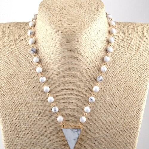 Free Shipping Fashion Bohemian Tribal Jewelry White Stone Link Beads Stone Pendant Necklaces