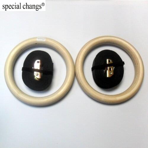 Free shipping 1pair/lot wood wooden 1.1" Portable Gymnastics Rings home fitness Gym crossfit strength training